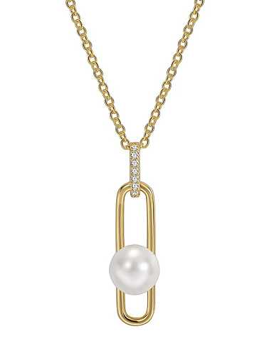 Collar minimalista geométrico de perla de imitación de latón
