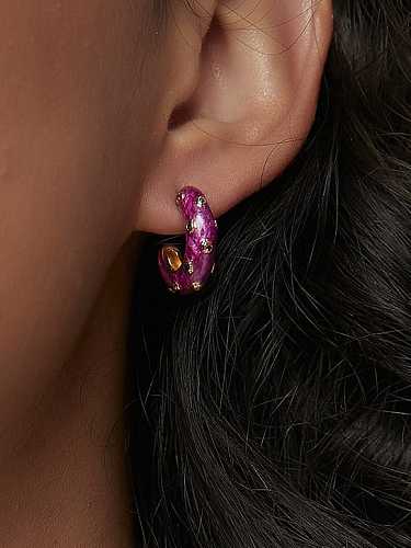 Boucles d'oreilles minimalistes géométriques en laiton émaillé