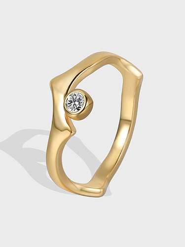 Brass Cubic Zirconia Geometric Minimalist Band Ring
