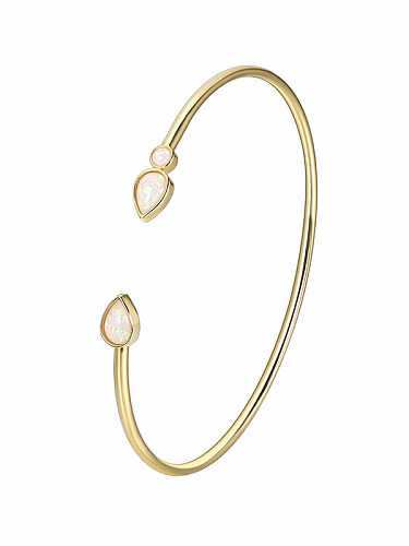Bracelet manchette minimaliste goutte d'eau en laiton opale
