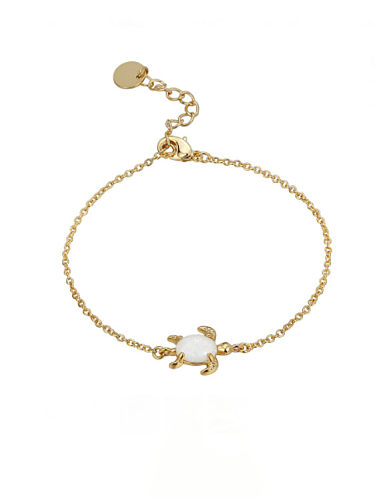 Brass Opal Turtle Cute Link Bracelet