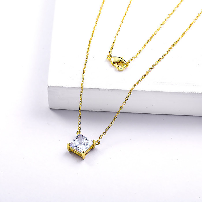 Square Ice Out Jewelry Cubic Zircon Diamond Pendant Necklace
