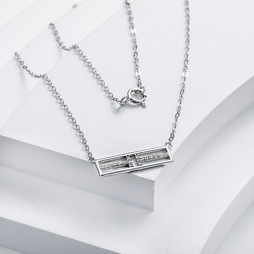 Dainty 925 Silver Bar T Pendant Necklace