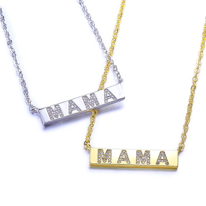 Collier barre MAMA rempli d'or 18 carats