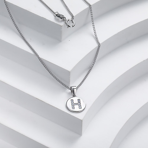 Dainty 925 Silver Initial Letter Pendant Necklace