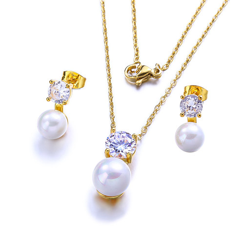 Cubic Zircon Pearl Jewelry Sets