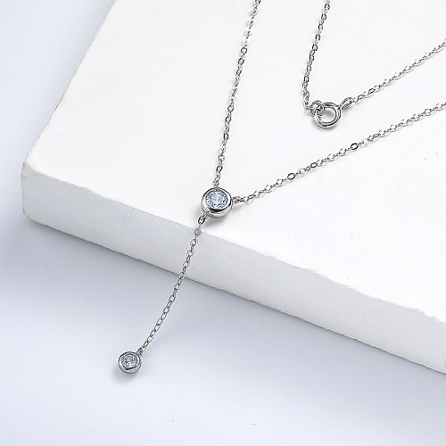 Einfache zierliche Y Lariat 925 Sterling Silber Halskette