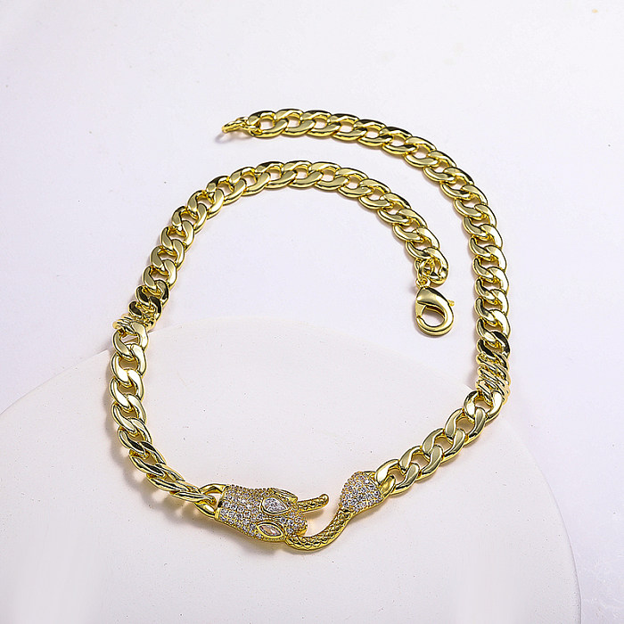 18K Gold Filled Snake Cuban Link Chain  Chunky Necklace