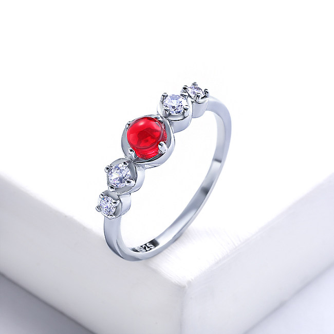 Bague de fiançailles en argent 925 rubis