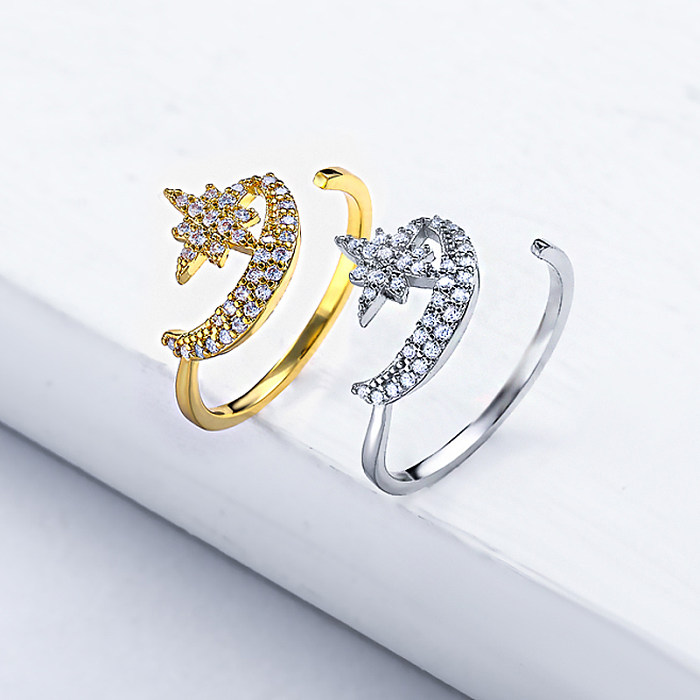 Mond-Stern-Gold gefüllter Imitations-Diamant-Ring