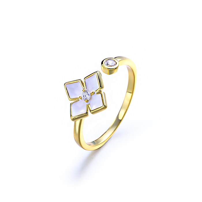 18k Gold Filled Clover Shell Cuff Ring