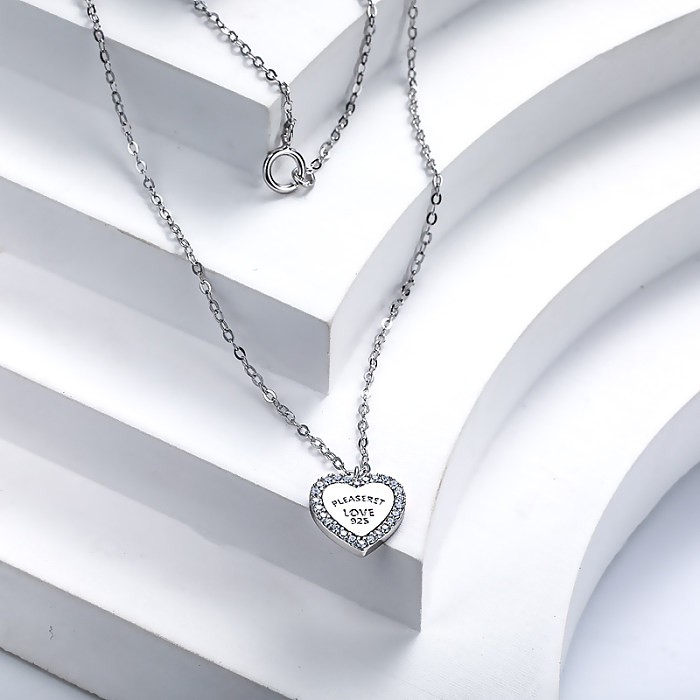 Dainty 925 Silver Heart Pendant Necklace