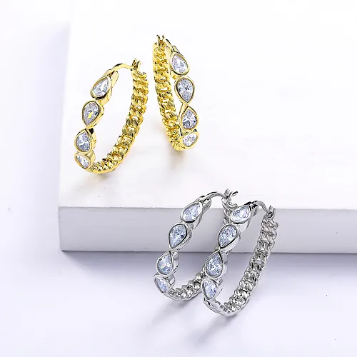 Cubic Zircon Gold Filled Hoop Earrings