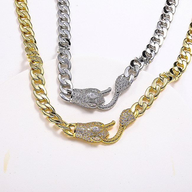 Collier épais en chaîne à maillons cubains en serpent rempli d'or 18 carats