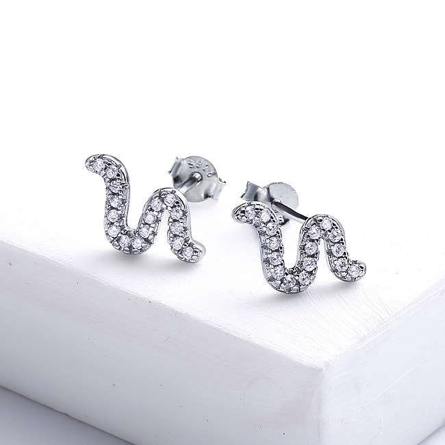 Dainty Snake 925 Silver Stud Earrings