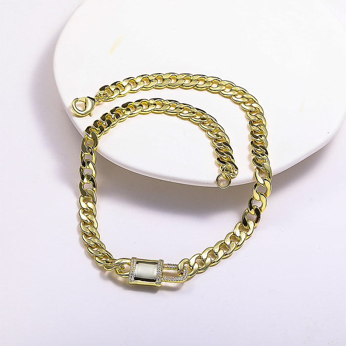 18K Gold Filled Lock Cuban Link Chain Chunky Halskette