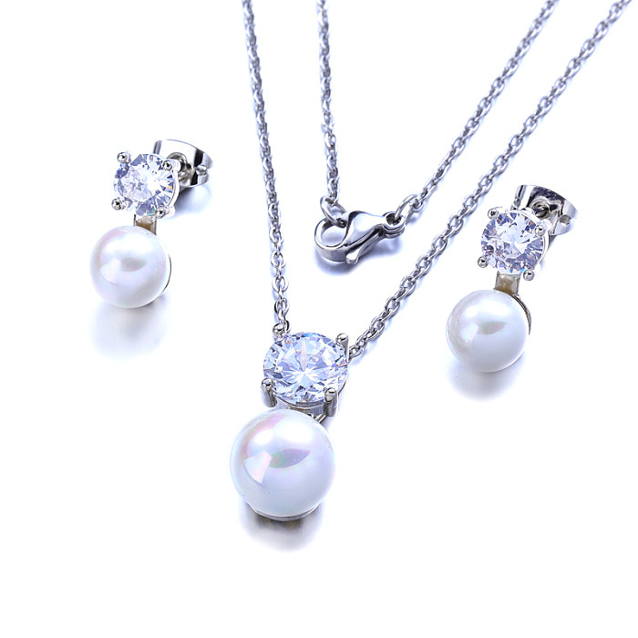 Conjuntos de joyas de perlas de circón cúbico