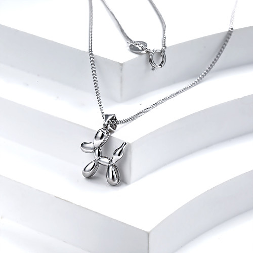 Dainty 925 Silver Ballon Dog Pendant Necklace