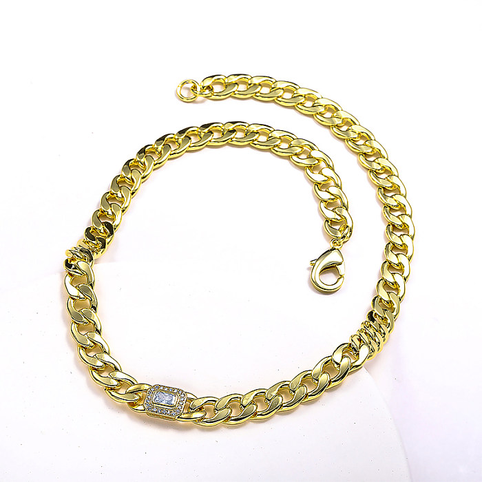 18K Gold Filled Baguette Cuban Link Chain  Chunky Necklace