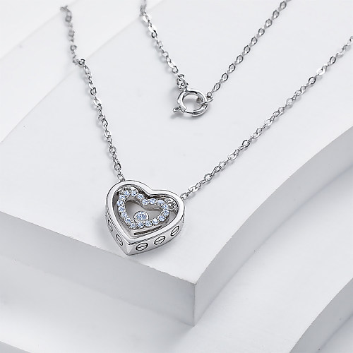 Dainty 925 Silver Heart Pendant Necklace