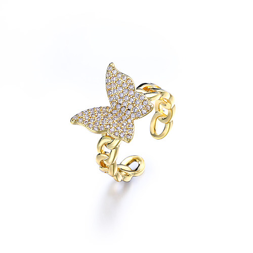 Brazalete con anillo de mariposa relleno de oro con microengaste