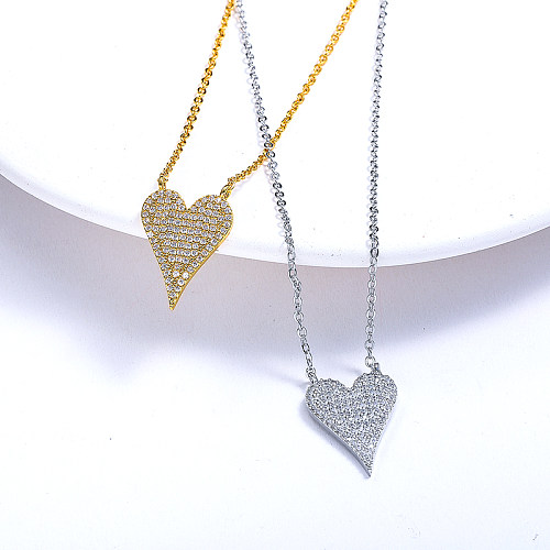 Cubic Zircon Heart Pendant Necklace