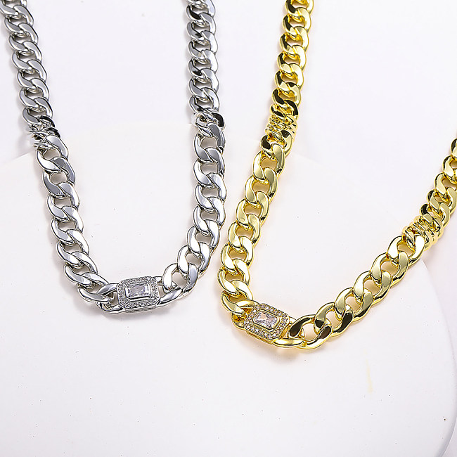 18K Gold Filled Baguette Cuban Link Chain Chunky Halskette