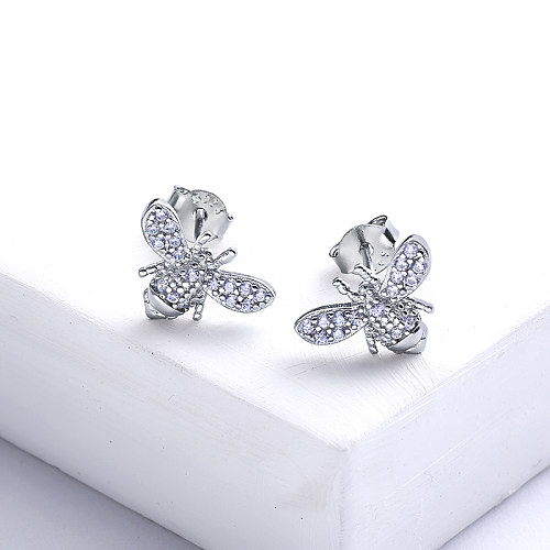 Dainty Bee 925 Silver Stud Earrings