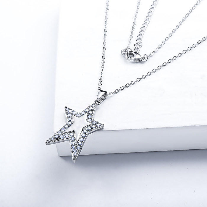 Cubic Zircon Gold Filled Star Pendant Necklace