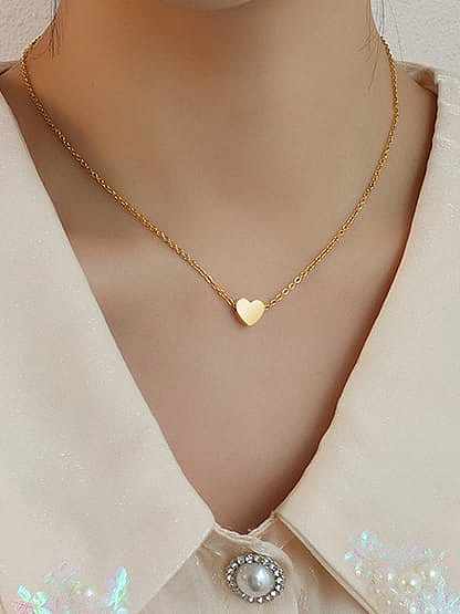 Titanium 316L Stainless Steel Smooth Heart Minimalist Necklace with e-coated waterproof