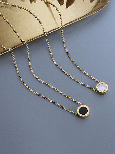 Titanium 316L Stainless Steel Shell Round Vintage Necklace with e-coated waterproof