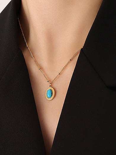 Boucles d'oreilles et collier géométriques vintage en acier titane turquoise