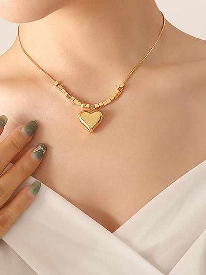 Titanium Steel Square Minimalist Heart Pendant Necklace