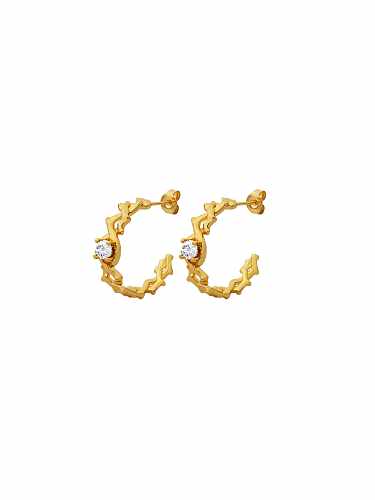 Brass Cubic Zirconia Geometric Trend Hoop Earring