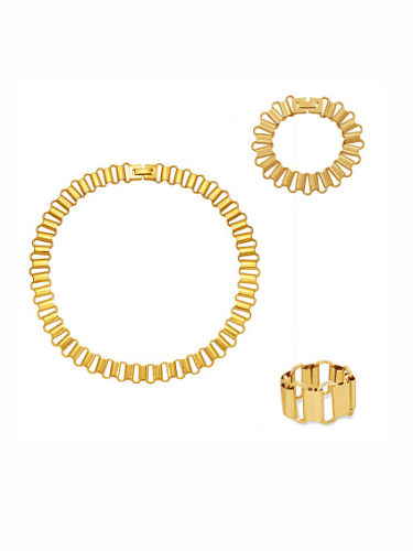 Conjunto de colar e pulseira de brincos geométricos minimalistas de aço titânio