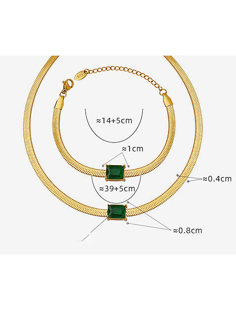 Titan Stahl Zirkonia Vintage Geometric Armband und Halskette Set