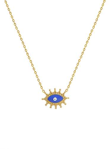 Titanium 316L Stainless Steel Evil Eye Vintage Necklace with e-coated waterproof