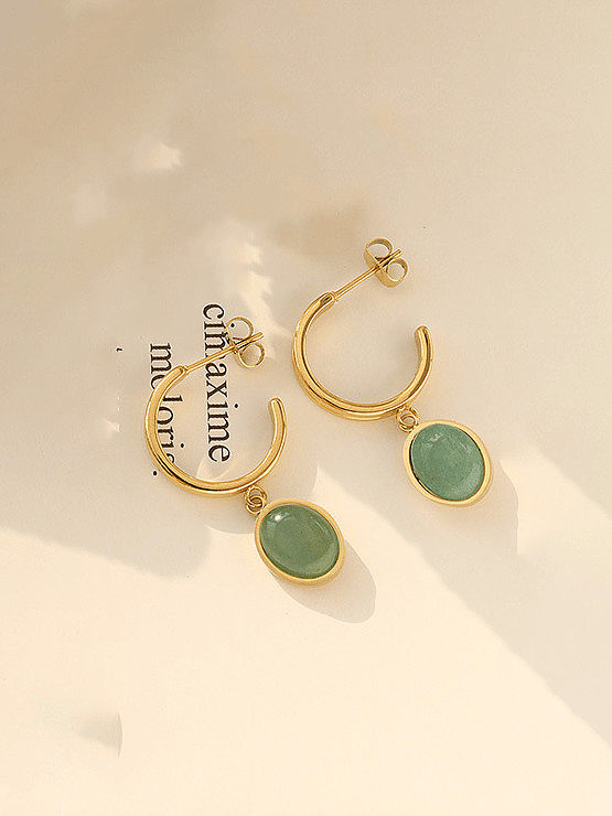 Boucles d'oreilles et collier géométriques vintage en jade en acier titane