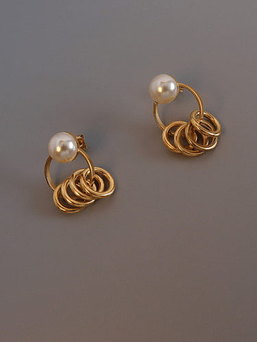 Boucles d'oreilles goutte minimalistes irrégulières en acier inoxydable Imitation Pearl avec e-coat imperméable à l'eau