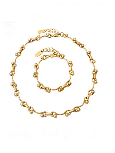 Ensemble bracelet et collier de perles irrégulières vintage en acier au titane