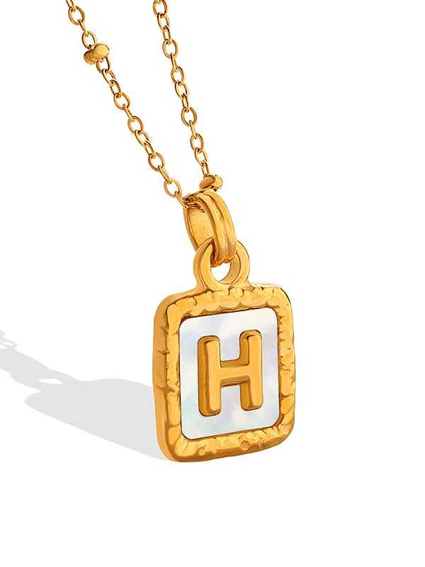 Titanium Steel Enamel Square Letter H Minimalist Necklace