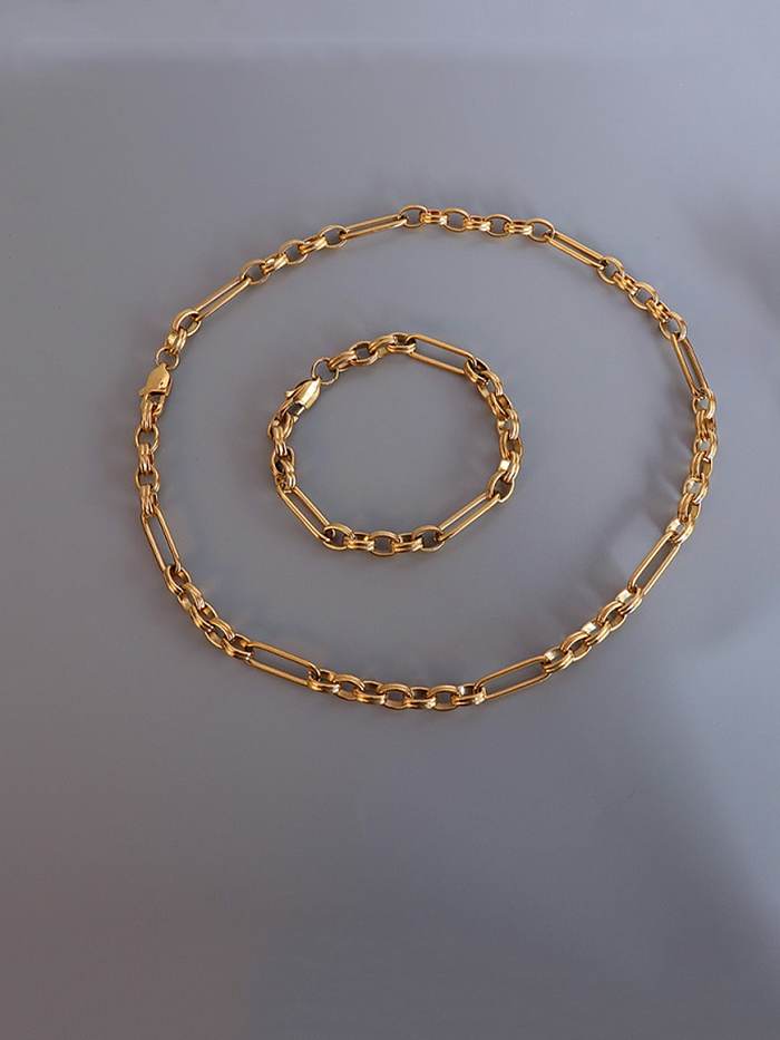 Conjunto de bracelete e colar vintage geométrico de aço inoxidável 316L com revestimento eletrostático à prova d'água