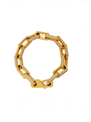Bracelet à maillons géométriques vintage en acier au titane et zircone cubique