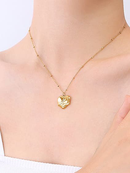Titanium Steel Vintage Smooth Heart Pendant Necklace