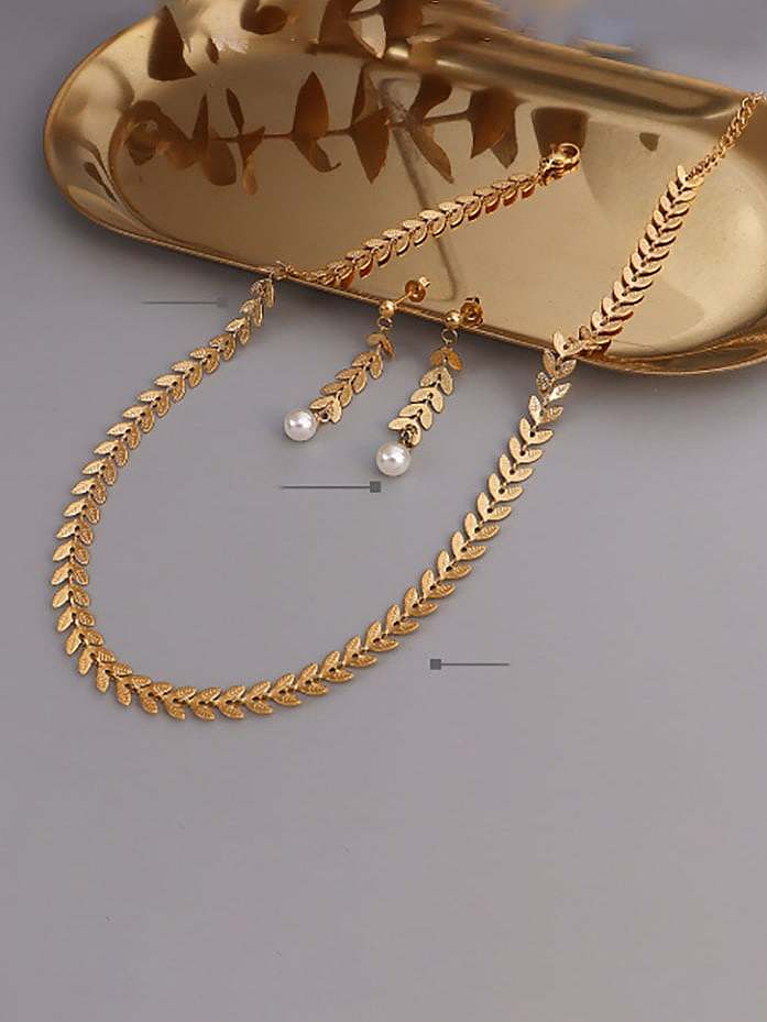 Ensemble de boucles d'oreilles et de colliers irréguliers vintage en acier inoxydable 316L en titane avec imitation de perle avec revêtement en e imperméable à l'eau