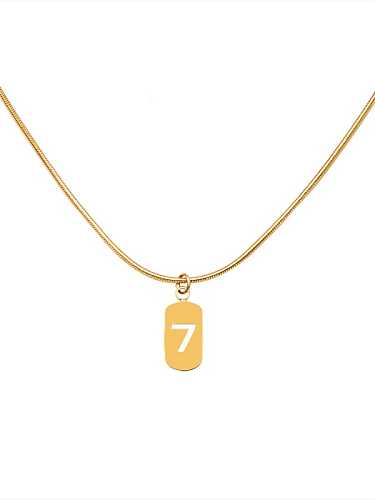 Titanium 316L Stainless Steel Minimalist Hollow Number 7 Necklace with e-coated waterproof