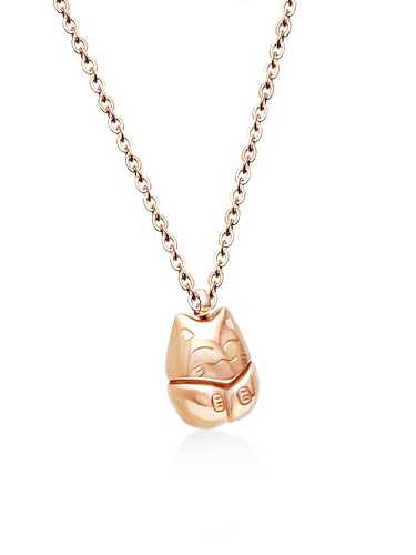 Titanium 316L Stainless Steel Cute Cat Pendant Necklace with e-coated waterproof