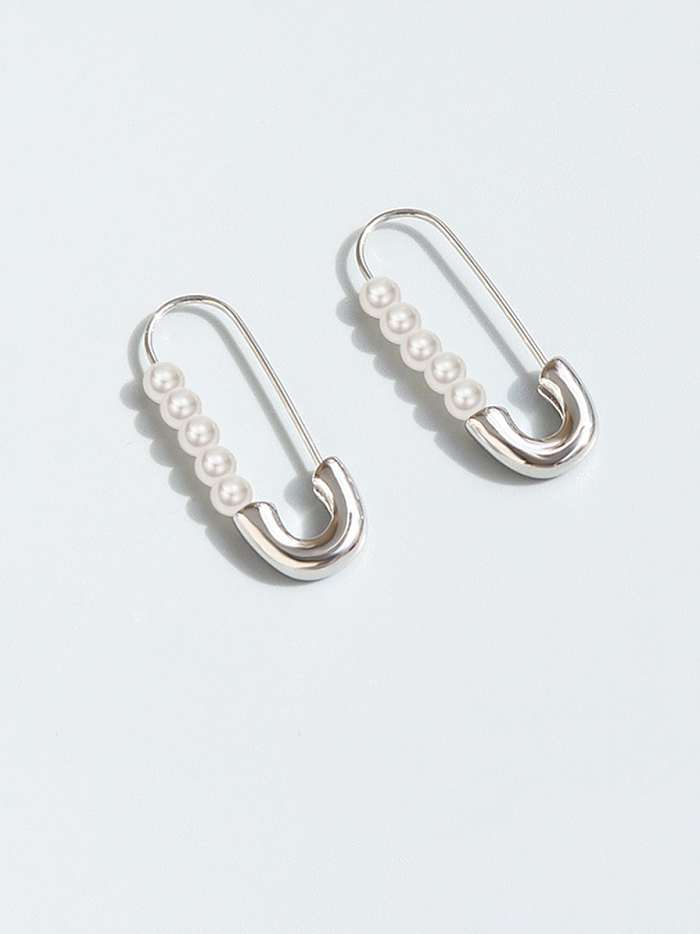 Boucle d'oreille goutte minimaliste en acier inoxydable titane 316L imitation perle avec e-coat imperméable à l'eau