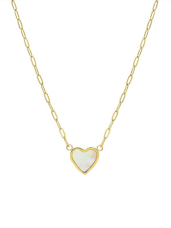 Titanium 316L Stainless Steel Shell Heart Minimalist Necklace with e-coated waterproof