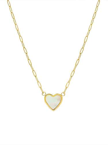 Titanium 316L Stainless Steel Shell Heart Minimalist Necklace with e-coated waterproof